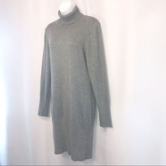 Popular Pop Heather Gray Turtleneck Sweater Dress - Picture 3 of 13